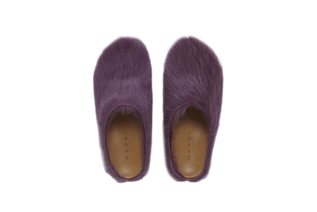 M@rni Long-hair Calfskin Fussbett Sabot Purple SBM@rniS004601P412200C68