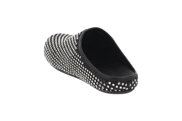 M@rni Calfskin Fussbett Sabot Black Leather with Rhinestones SBMR000600P639400N99