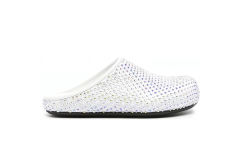 M@rni Calfskin Fussbett Sabot White Leather with Rhinestones SBM@rniS004601P639400W01