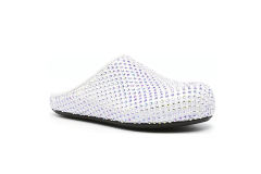 M@rni Calfskin Fussbett Sabot White Leather with Rhinestones SBM@rniS004601P639400W01