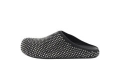 M@rni Calfskin Fussbett Sabot Black Leather with Rhinestones SBMR000600P639400N99