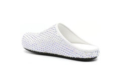 M@rni Calfskin Fussbett Sabot White Leather with Rhinestones SBM@rniS004601P639400W01