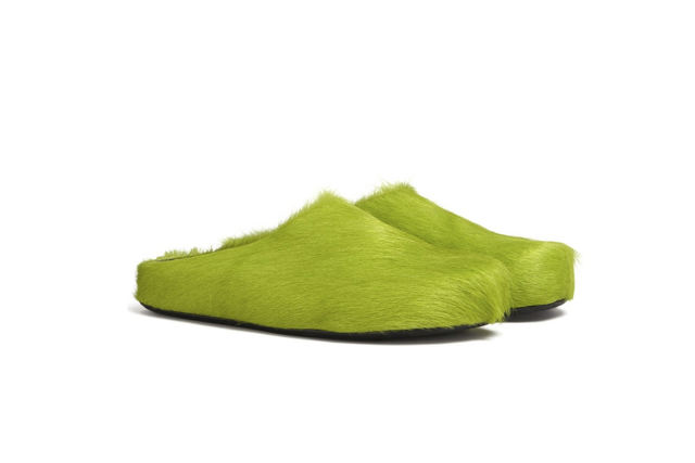 M@rni Long-hair Calfskin Fussbett Sabot Green SBM@rniR000600P412200V07