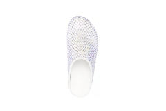 M@rni Calfskin Fussbett Sabot White Leather with Rhinestones SBM@rniS004601P639400W01