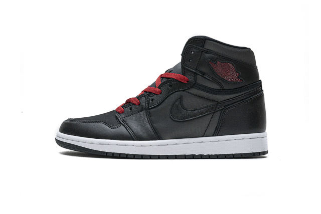 [plus size shoes]Air @j1 Retro High Black Satin Gym Red 555088-060