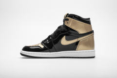 [plus size shoes]Air @j1 Retro High NRG Patent Gold Toe 861428-007