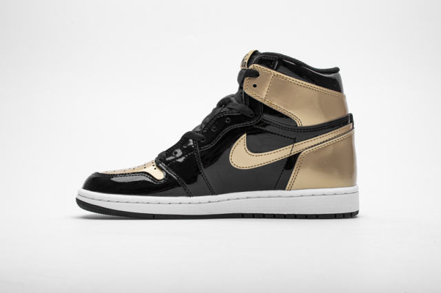 [plus size shoes]Air @j1 Retro High NRG Patent Gold Toe 861428-007