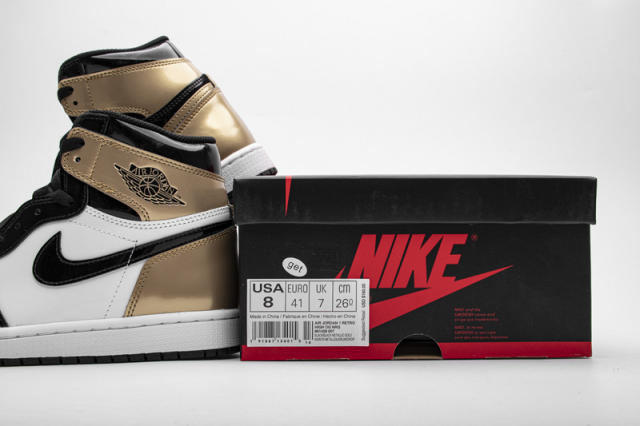 [plus size shoes]Air @j1 Retro High NRG Patent Gold Toe 861428-007