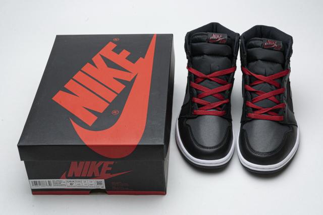 [plus size shoes]Air @j1 Retro High Black Satin Gym Red 555088-060