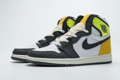 [plus size shoes]Air @j1 Retro High White Black Volt University Gold 555088-118