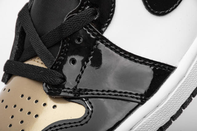 [plus size shoes]Air @j1 Retro High NRG Patent Gold Toe 861428-007