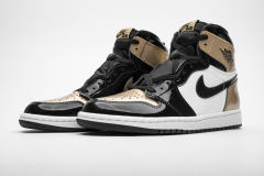 [plus size shoes]Air @j1 Retro High NRG Patent Gold Toe 861428-007
