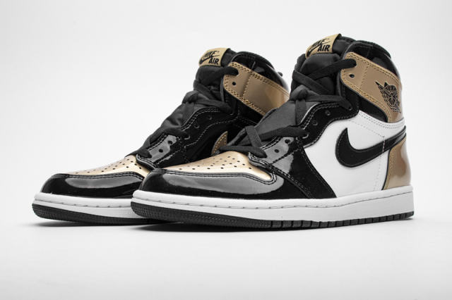 [plus size shoes]Air @j1 Retro High NRG Patent Gold Toe 861428-007