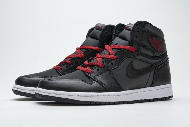 [plus size shoes]Air @j1 Retro High Black Satin Gym Red 555088-060