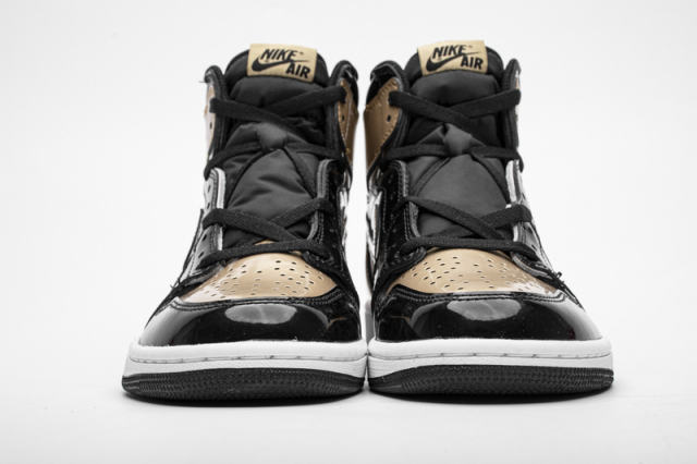 [plus size shoes]Air @j1 Retro High NRG Patent Gold Toe 861428-007