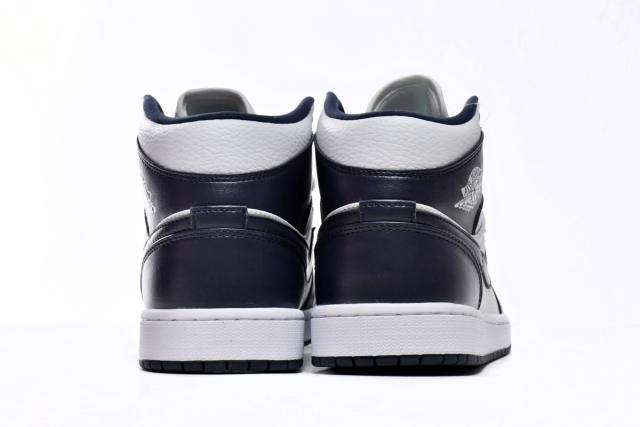 Air Jordαn 1's Mid White Metallic Gold Obsidian - 554724-174
