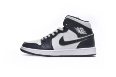 Air Jordαn 1's Mid White Metallic Gold Obsidian - 554724-174