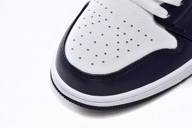 Air Jordαn 1's Mid White Metallic Gold Obsidian - 554724-174
