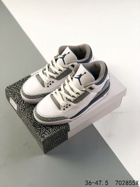 Jordαn 3's Gray and White Crackle Basketball Shoes