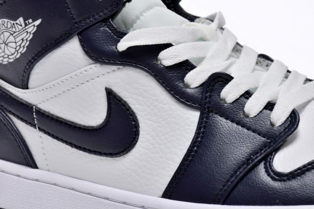 Air Jordαn 1's Mid White Metallic Gold Obsidian - 554724-174