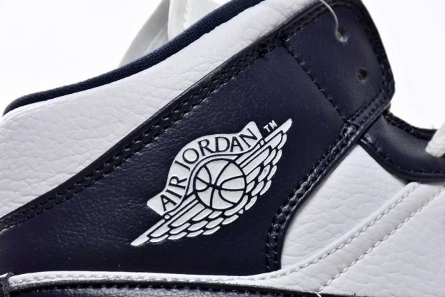 Air Jordαn 1's Mid White Metallic Gold Obsidian - 554724-174