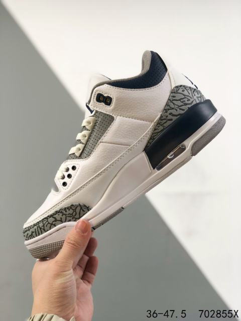 Jordαn 3's Gray and White Crackle Basketball Shoes