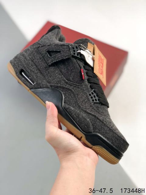 Jordαn 4's Levi's co-branded mid-top canvas retro basketball shoes 3 colors
