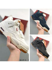 Jordαn 4's Levi's co-branded mid-top canvas retro basketball shoes 3 colors