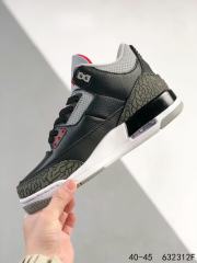 Jordαn 3's Black and Gray Crackle Basketball Shoes