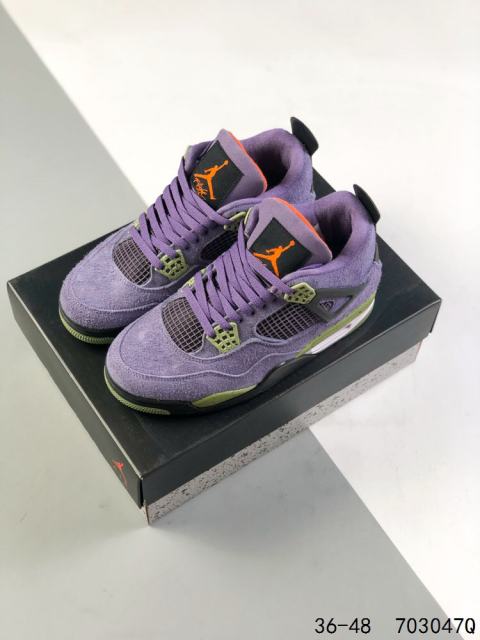 Jordαn 4's Green and Purple Colorblock Basketball Shoes