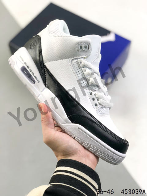 Jordαn 3's Black and White Colorblock Basketball Shoes