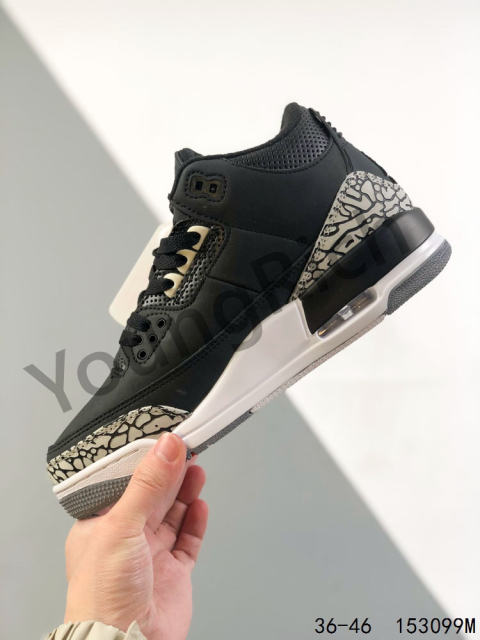 Jordαn 3's Black Crackle Basketball Shoes
