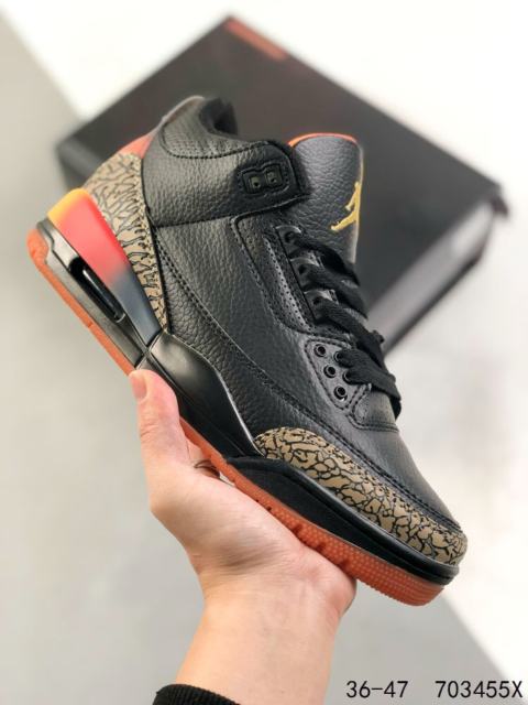 Jordαn 3's Black and Orange Crackle Basketball Shoes