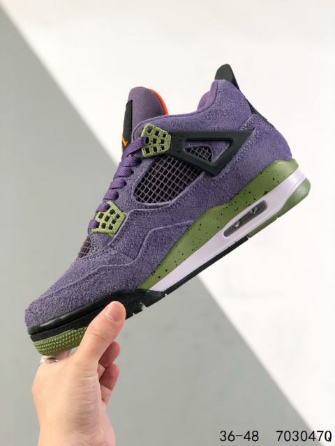 Jordαn 4's Green and Purple Colorblock Basketball Shoes