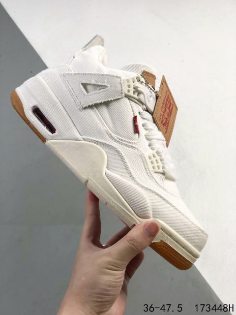 Jordαn 4's Levi's co-branded mid-top canvas retro basketball shoes 3 colors