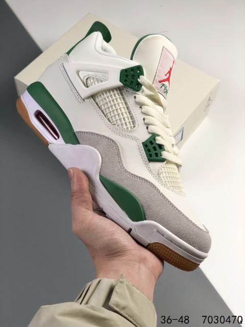 Jordαn 4's White and Green Basketball Shoes
