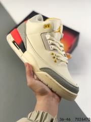 Jordαn 3's Yellow Grey Crackle Basketball Shoes