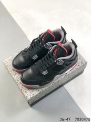 Jordαn 4's Cowhide Black and Red Basketball Shoes