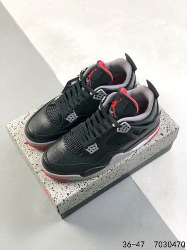 Jordαn 4's Cowhide Black and Red Basketball Shoes