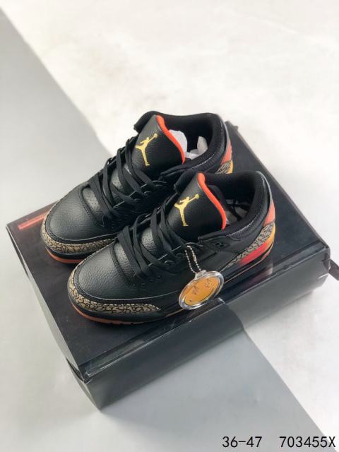 Jordαn 3's Black and Orange Crackle Basketball Shoes