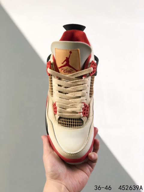 Jordαn 4's Flame Red Beige Patchwork Basketball Shoes