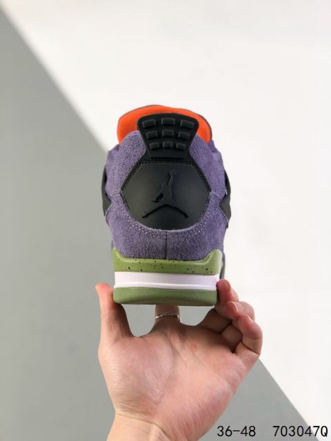 Jordαn 4's Green and Purple Colorblock Basketball Shoes