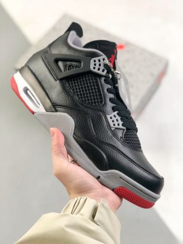 Jordαn 4's Cowhide Black and Red Basketball Shoes