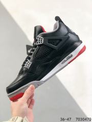 Jordαn 4's Cowhide Black and Red Basketball Shoes