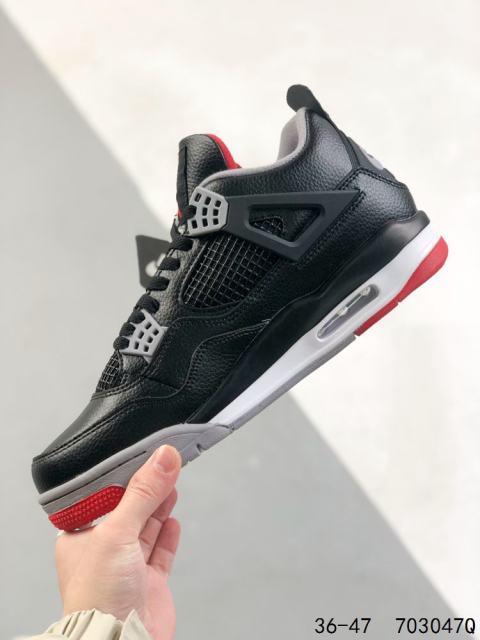 Jordαn 4's Cowhide Black and Red Basketball Shoes