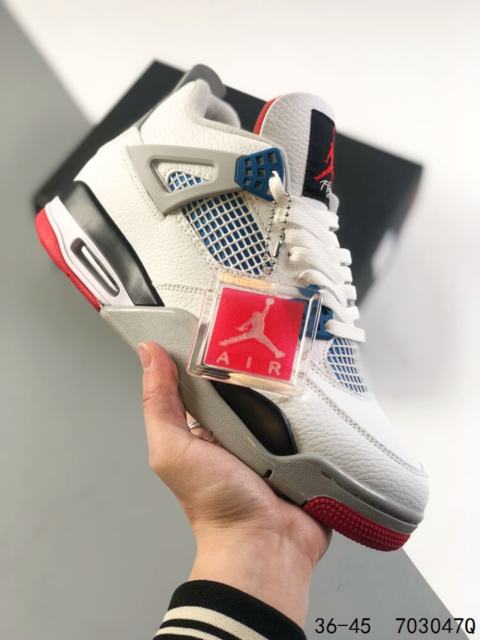Jordαn 4's White and Blue Basketball Shoes
