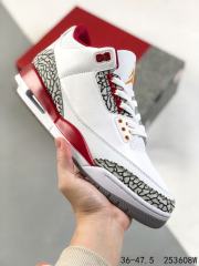 Jordαn 3's Red and White Crackle Basketball Shoes