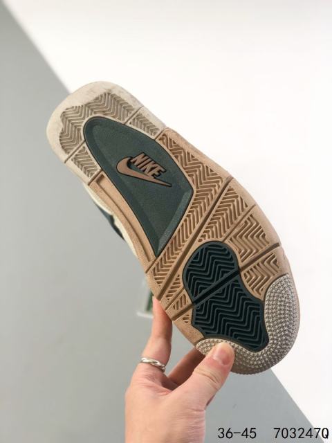 Jordαn 4's Ink Blue Green Beige and White Colorblock Basketball Shoes