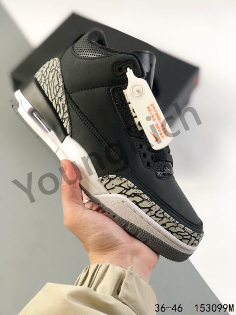 Jordαn 3's Black Crackle Basketball Shoes