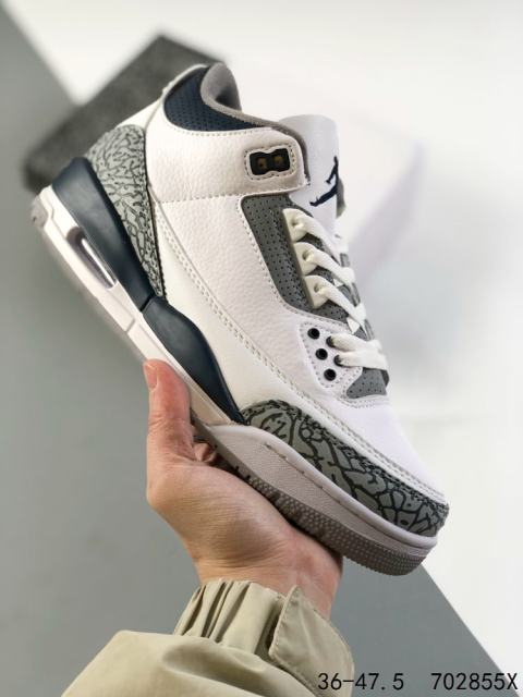 Jordαn 3's Gray and White Crackle Basketball Shoes